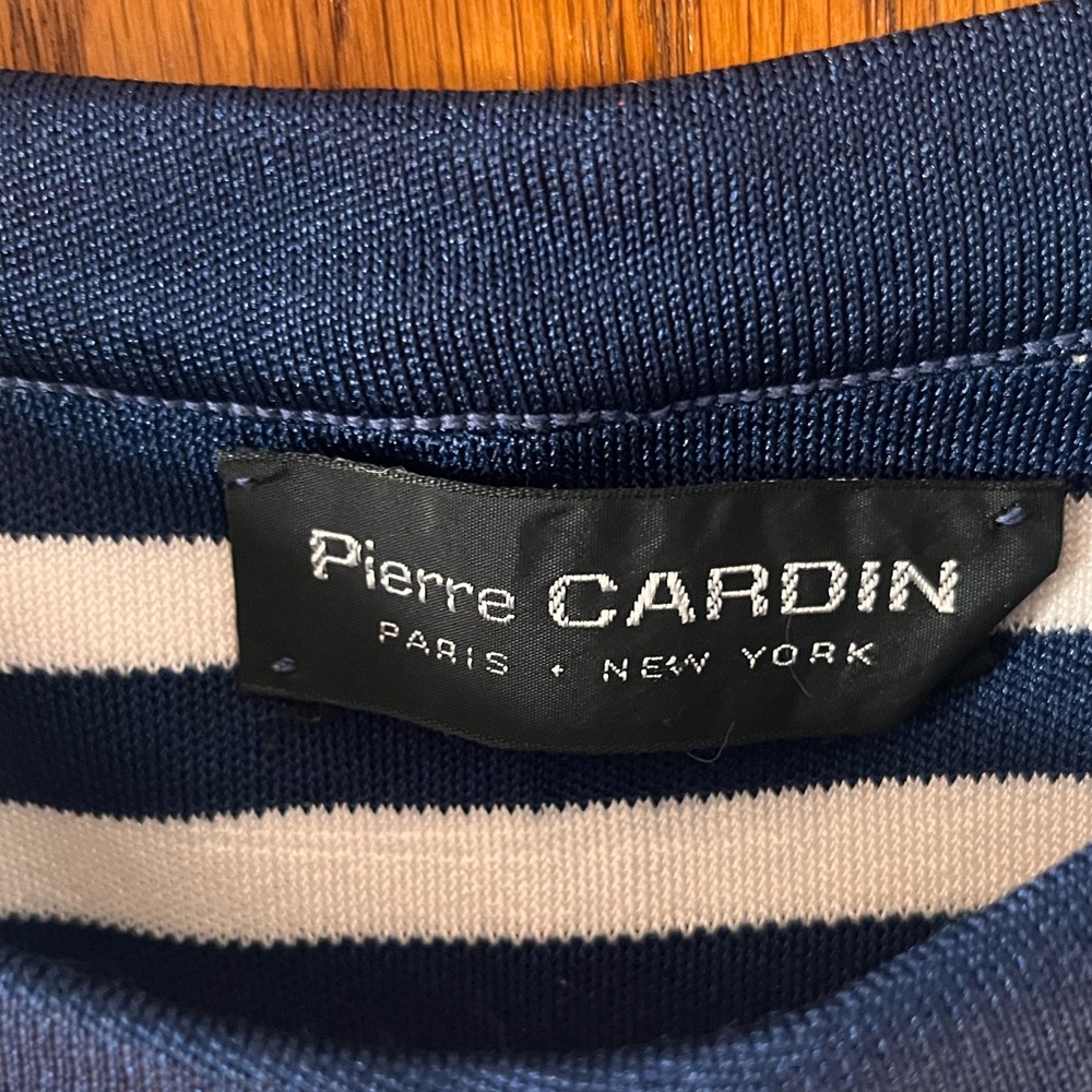 Ladies Pierre Cardin Short Sleeve Blue/White Striped Sweater/Top - Size Medium - Picture 2 of 5